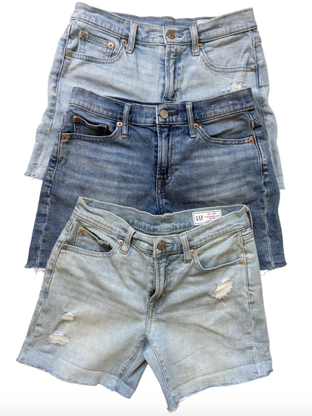 Gap - Girls 5" Girlfriend Short Mid Rise Denim Shorts - Bundle of 3 - Sz 00 / 24